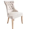 Eleganter Stuhl CASTLE beige Leinenstoff Landhausstil mit Komfortgriff