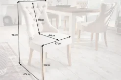 Eleganter Stuhl CASTLE beige Leinenstoff Landhausstil mit Komfortgriff