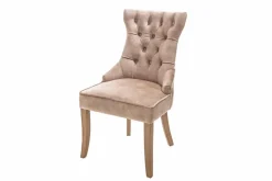 Eleganter Stuhl CASTLE coffee Samt Landhausstil mit Komfortgriff