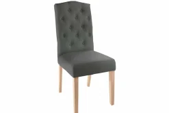 Eleganter Stuhl CASTLE grau mit Chesterfield Steppung im Landhausstil