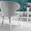 Eleganter Stuhl MODERN BAROCK II edel-grau Samt Edelstahlbeine