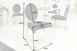 Eleganter Stuhl MODERN BAROCK schwarz Samt mit Knöpfen Edelstahlbeine