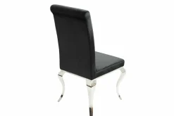 Eleganter Stuhl MODERN BAROCK schwarz Samt Stuhlbeine aus Edelstahl
