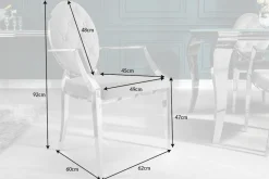 Eleganter Stuhl MODERN BAROCK edel-grau Samt mit Armlehnen und Zierknöpfen