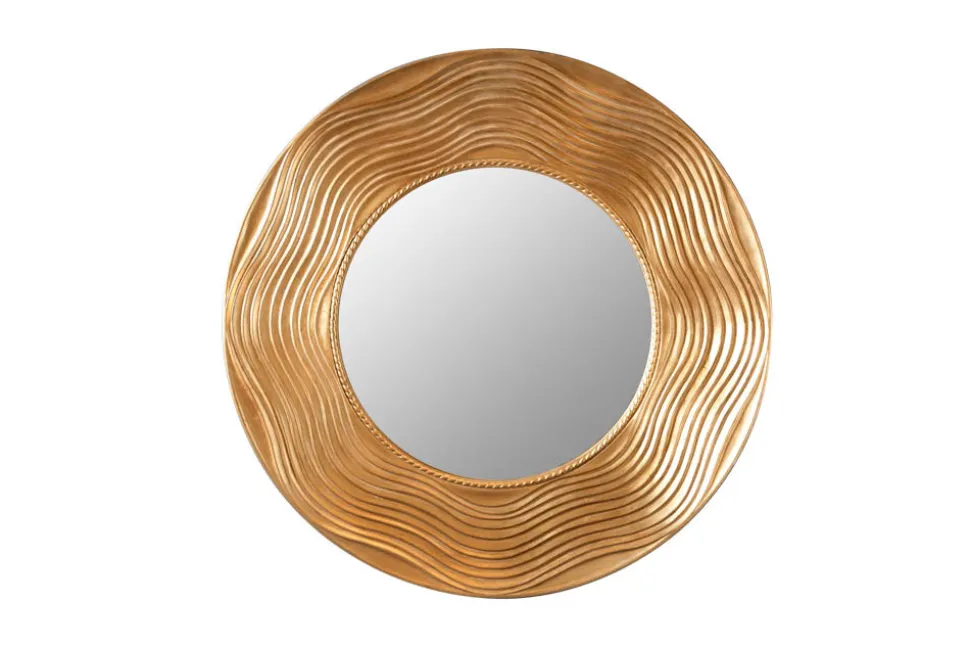 Eleganter Wandspiegel CIRCLE 100cm gold rund mit verziertem Rahmen