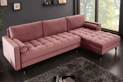 Elegantes Ecksofa COZY VELVET 260cm altrosa Samt Federkern 3-Sitzer