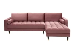Elegantes Ecksofa COZY VELVET 260cm altrosa Samt Federkern 3-Sitzer