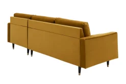Elegantes Ecksofa COZY VELVET 260cm senfgelb Samt Federkern 3-Sitzer