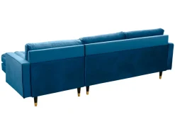 Elegantes Ecksofa COZY VELVET 260cm blau petrol Samt Federkern 3-Sitzer