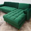 Elegantes Ecksofa COZY VELVET 260cm smaragdgrün Samt Federkern 3-Sitzer
