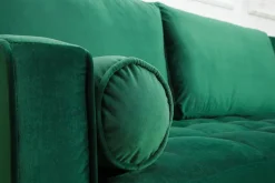 Elegantes Ecksofa COZY VELVET 260cm smaragdgrün Samt Federkern 3-Sitzer