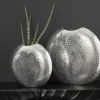 Elegantes Vasen 2er Set ORIENTAL 44cm silber im Grid Hammerschlag Design