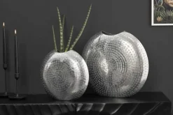 Elegantes Vasen 2er Set ORIENTAL 44cm silber im Grid Hammerschlag Design