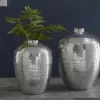 Elegantes Vasen 2er Set ORIENTAL 32cm silber im Rice Hammerschlag Design