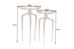2er Set Beistelltische ABSTRACT 60cm gold Metall rund Shabby Chic Design