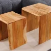 2er Set Beistelltische MAMMUT 55cm braun massives Akazienholz