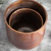 2er Set Blumentopf FLOWERS L 15/20cm Metall kupfer geflammt