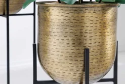 2er Set Blumentopf UNIT 70/50cm gold schwarz Metall Hammerschlag Design
