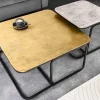 2er Set Couchtisch ABSTRACT 60cm gold silber schwarz Metall handmade