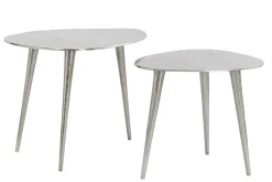2er Set Couchtisch ELEMENTS 50cm silber Metall Handarbeit