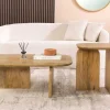 2er Set Couchtische GATSBY 100cm braun Mangoholz organische Form Beistelltisch
