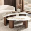 2er Set Couchtische OSAKA 120cm weiß Pandora Keramik Walnuss