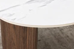 2er Set Couchtische OSAKA 120cm weiß Marmor Keramik Walnuss