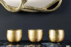 3er Set Schalen ORIENT 45cm gold mit Tablett massives Mangoholz Dekoration handmade