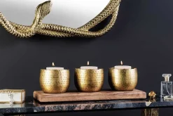 3er Set Schalen ORIENT 45cm gold mit Tablett massives Mangoholz Dekoration handmade