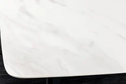 Esstisch MILANO 180cm weiß Marmor Keramik schwarzes Metallgestell