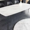 Esstisch MILANO 160cm weiß Marmor Keramik schwarzes Metallgestell