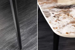 Esstisch MILANO 160cm weiß Pandora Keramik schwarzes Metallgestell
