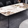 Esstisch MILANO 180cm weiß Pandora Keramik schwarzes Metallgestell