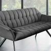 Esszimmer Sitzbank PAPILLON 165cm anthrazit Flachgewebe mit Lehnen schwarzes Metallgestell