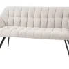 Esszimmer Sitzbank PAPILLON 165cm champagner beige mit Lehnen schwarzes Metallgestell