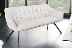 Esszimmer Sitzbank PAPILLON 165cm champagner beige mit Lehnen schwarzes Metallgestell