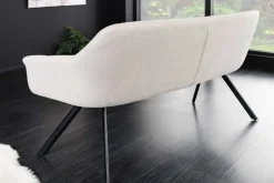 Esszimmer Sitzbank PAPILLON 165cm champagner beige mit Lehnen schwarzes Metallgestell