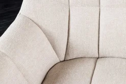 Esszimmer Sitzbank PAPILLON 165cm champagner beige mit Lehnen schwarzes Metallgestell