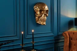 Exklusive Wandskulptur SKULL XXL 40cm gold Deko Totenkopf