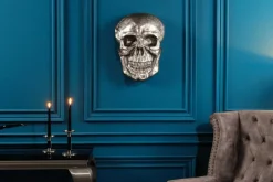 Exklusive Wandskulptur SKULL XXL 40cm silber Deko Totenkopf