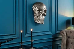 Exklusive Wandskulptur SKULL XXL 40cm silber Deko Totenkopf