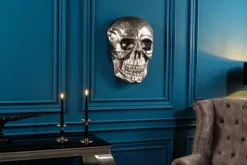 Exklusive Wandskulptur SKULL XXL 40cm silber Deko Totenkopf