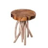 Exklusiver Beistelltisch ROOT 30cm natur Teak Massivholz Hocker Wurzelholz rund