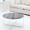 Exklusiver Couchtisch NOBLE 65cm grau echter Marmor rund silber Metall