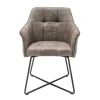 Exklusiver Design Stuhl LOFT Microfaser vintage taupe mit Armlehne