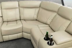 Exklusiver 5er Kinosessel HOLLYWOOD beige Ecksofa Getränkehalter Stauraum