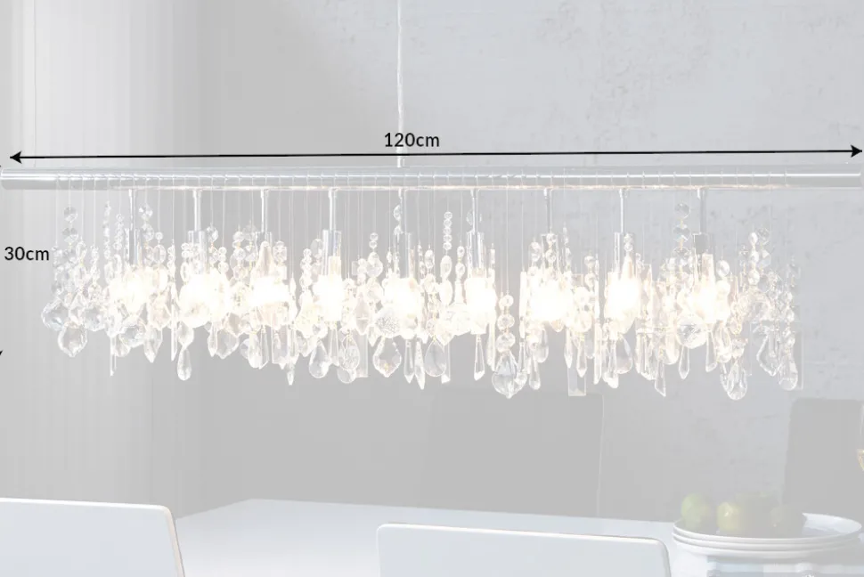 Extravagante Hängelampe DIAMONDS XL 120cm Kristall Lampe mit 9 Leuchten