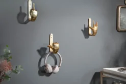 Extravagante Kleiderhaken FINGERS gold Metall-Aluminium 3er Set Wandgarderobe