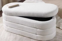 Extravagante Polsterbank VOGUE 115cm creme weiß Bouclé Sitzbank mit Stauraum