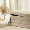 Extravagante Polsterbank VOGUE 115cm taupe Bouclé Sitzbank mit Stauraum